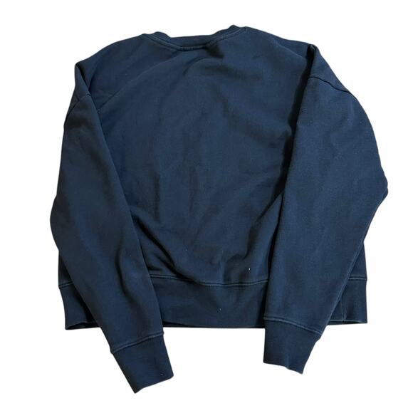 Anthropologie Phthalo Ruth Crew Sweatshirt Medium Navy Blue Bonne Annee Preppy - Picture 4 of 5